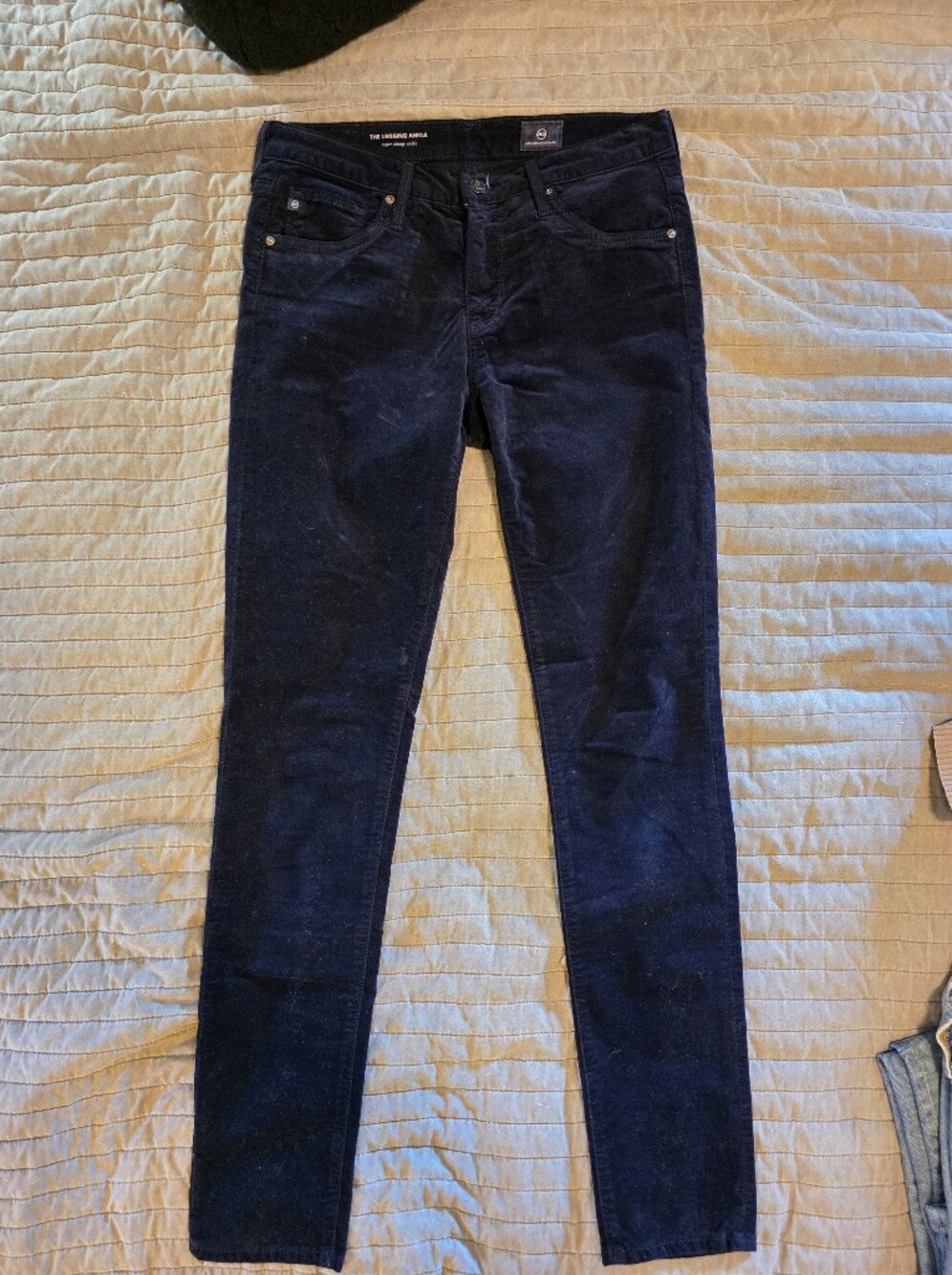 Ag Adriano Goldschmied Skinny Leg Velvet Jeans in Navy